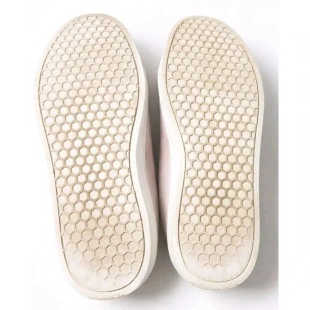 Sam Edelman Pink Suede Pom Pom Slip On Sneakers Womens 6 Blush Faux Fur